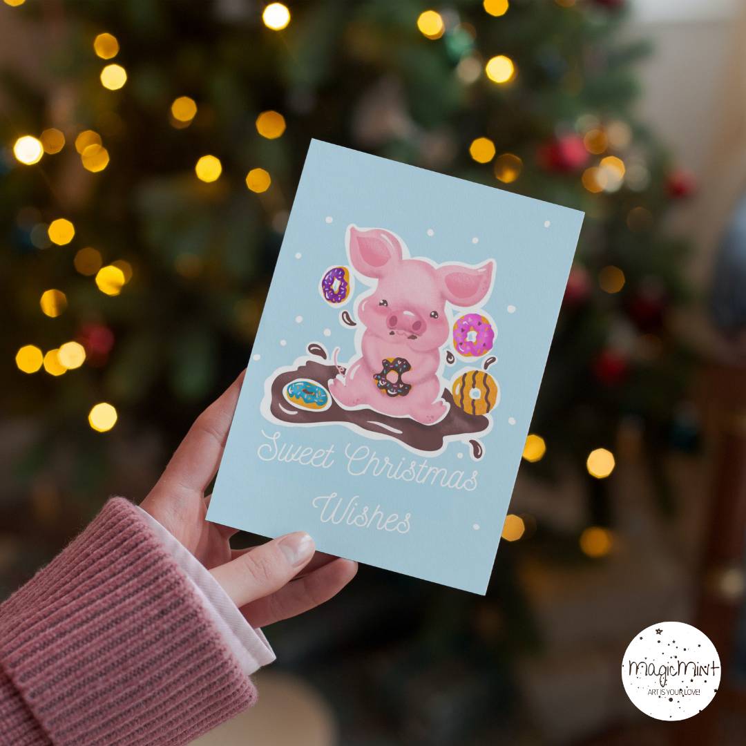 felicitare porcusor de craciun