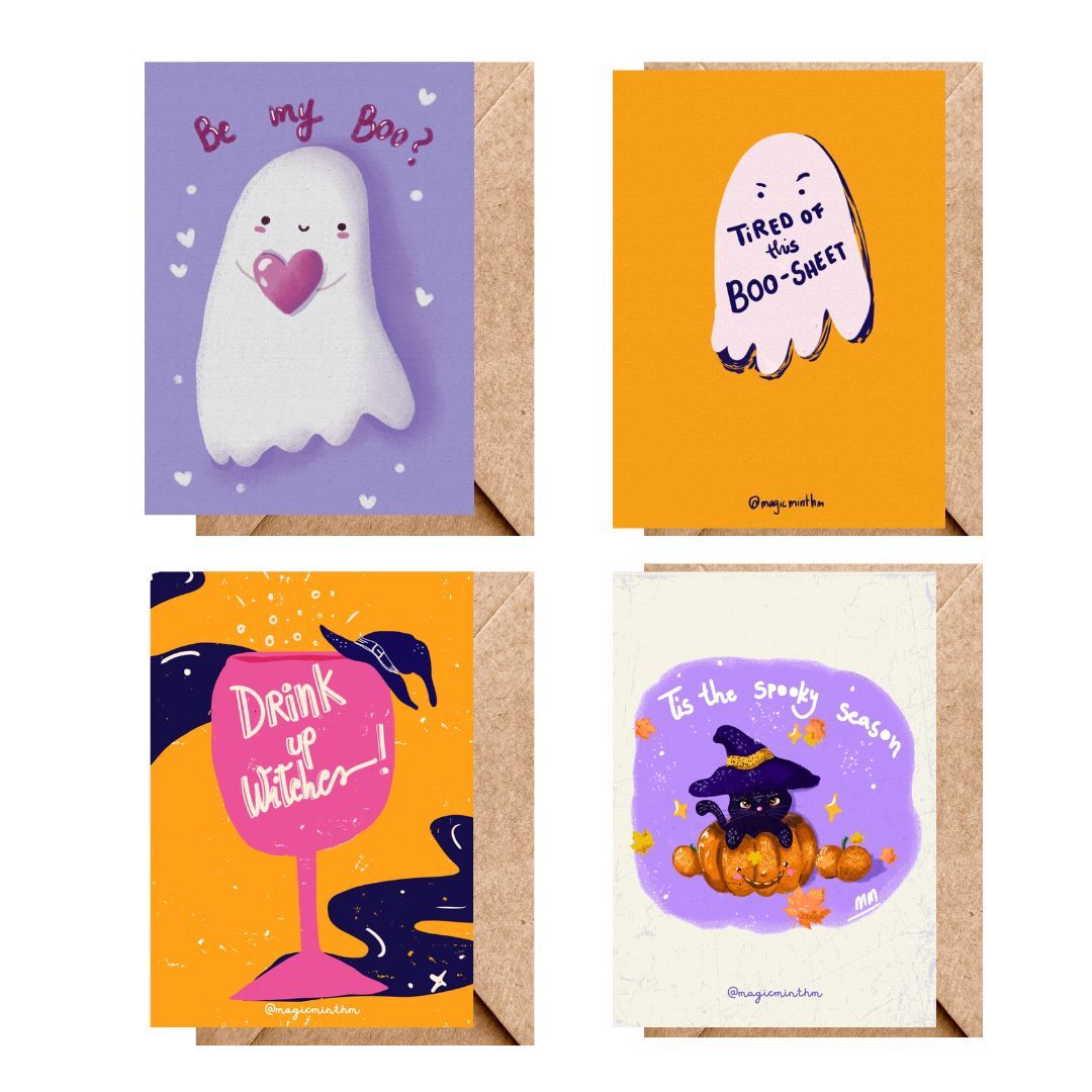 set 4 felicitari halloween