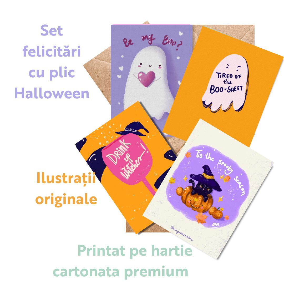 Set 4 felicitari de Halloween