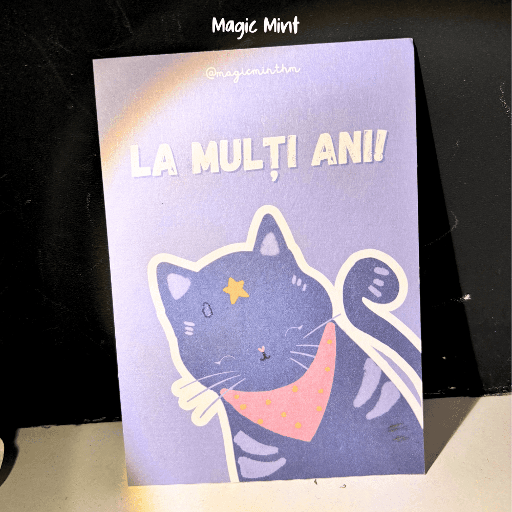 Felicitare mov Zi naștere cu pisică - Image 3