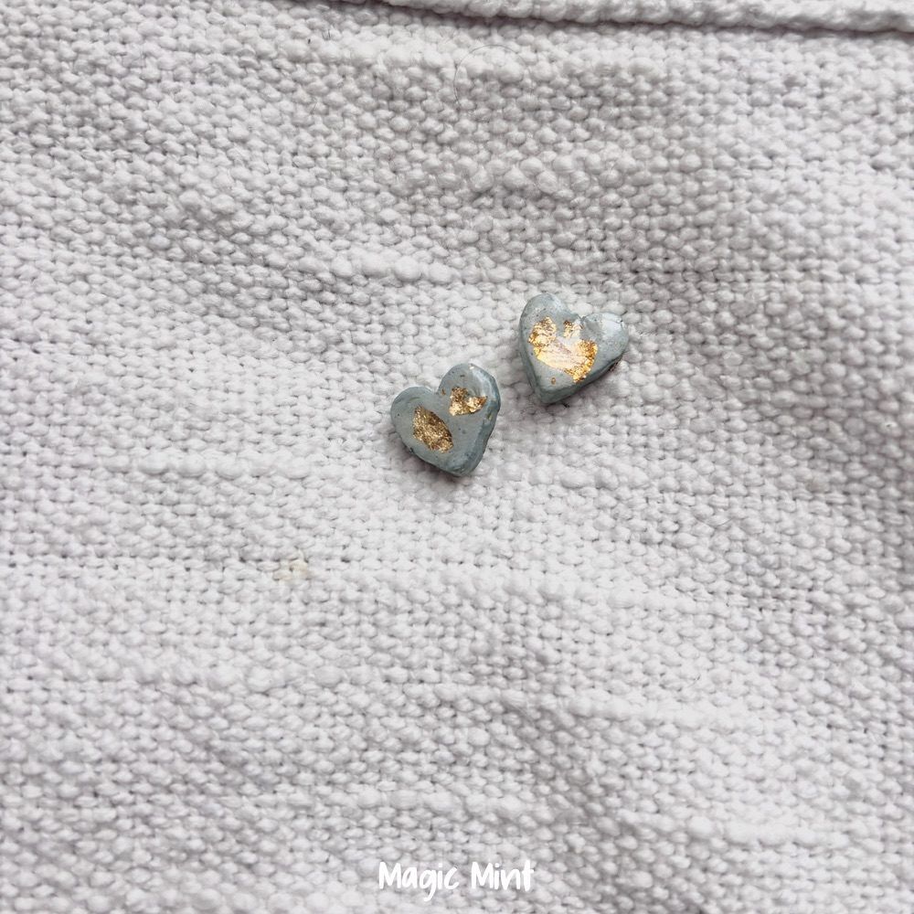 Cercei turcoaz inimă cu foiță de aur